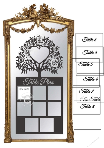 Ex Large Wedding Table Planner for 8 tables - place names