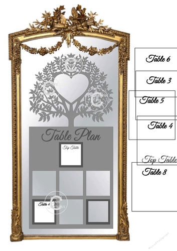 Ex Large Wedding Table Planner for 7 tables - place names