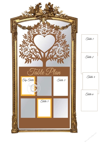 Ex Large Wedding Table Planner for 6 tables - place names