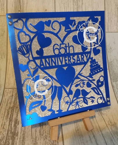 65th Blue Sapphire Wedding Anniversary Card.