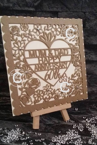 60th Diamond Wedding Anniversary Card Topper (scallop edge)  to Mum & Dad