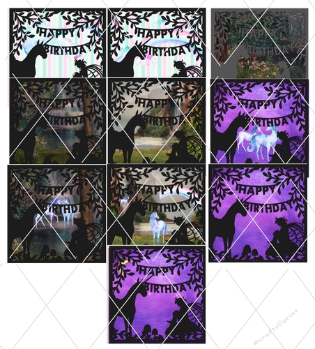 Unicorn and Fairies cutting file scene plus 10 background printables