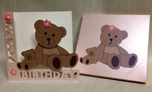 Shaped  Birthday Card with Teddy detail and card box