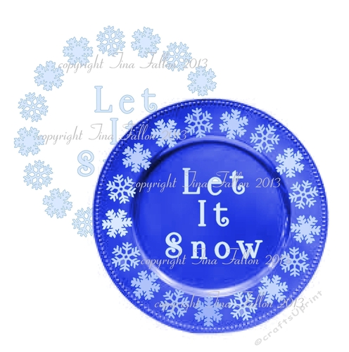 Let It Snow  Design for Christmas Charger Plate - vinyl suitable