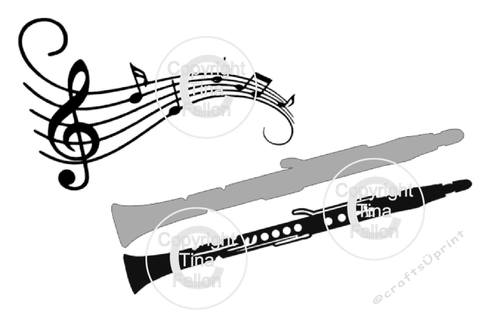 Layered Clarinet and music Card Topper