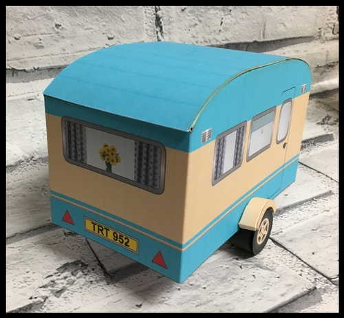 Retro Caravan Model With Furnishings And Gift Box  HANDCUT Printable PDF