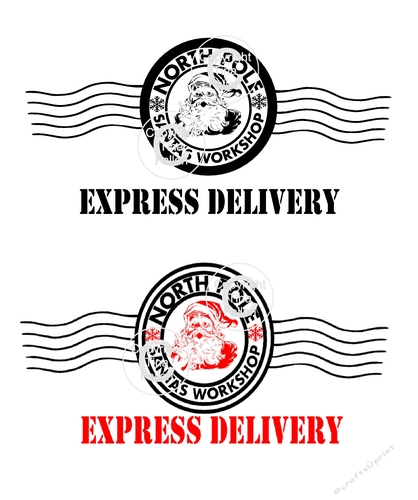 2 x Santa , North Pole Express delivery postmarks - Transparent PNG and JPEG printable
