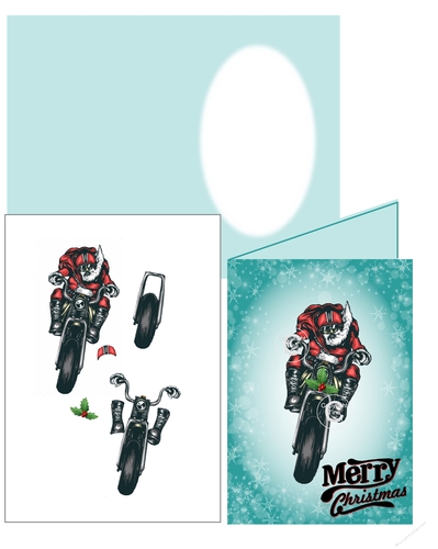Bikers Motorbike Christmas Card 3d