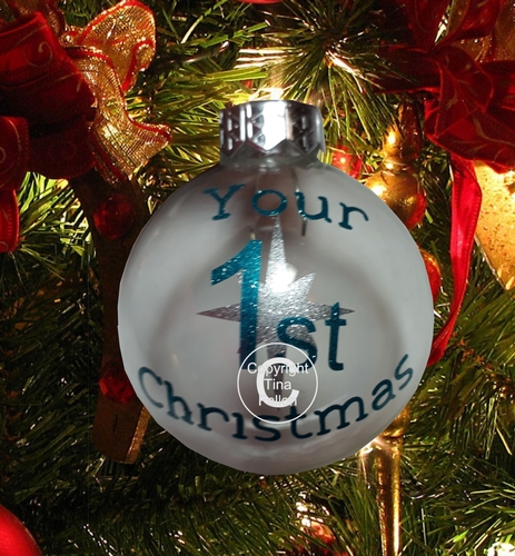 1st Christmas -  Christmas Bauble Ornament - with precurved text 4 sizes