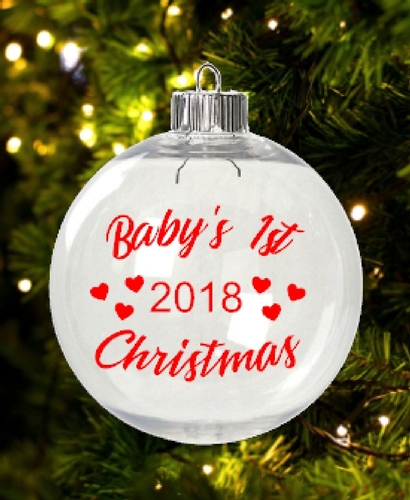 Babys 1st Christmas -  Christmas Bauble Ornament - with precurved text 4 sizes