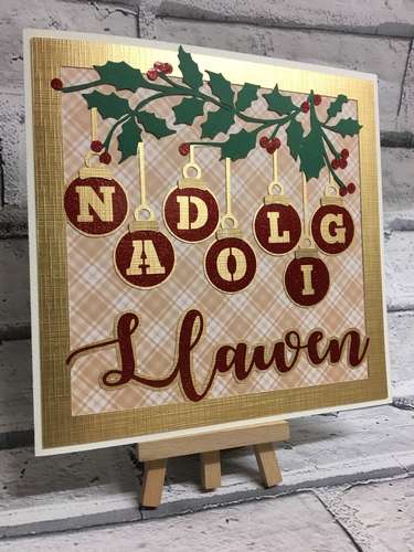 Merry Christmas in Welsh card topper - mullti layered file incs backing paper shown multi formats