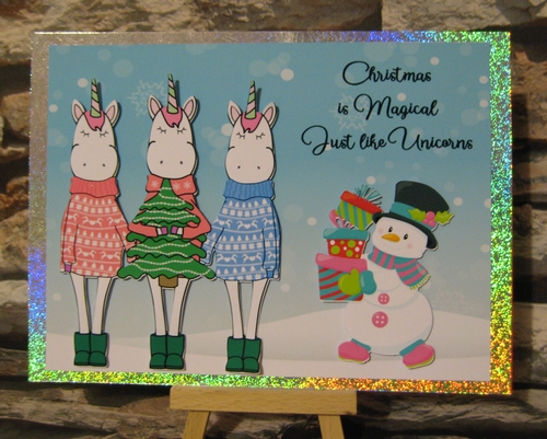 Christmas Unicorns - very easy card topper  