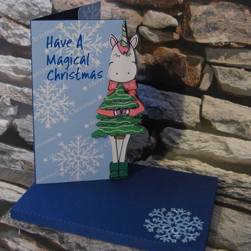 Christmas Unicorn Holding Tree   with card box 