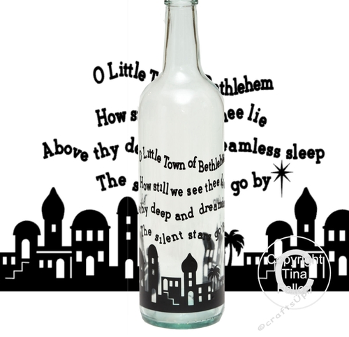 Little Town of Bethlehem Christmas  Wine bottle Vinyl Quote