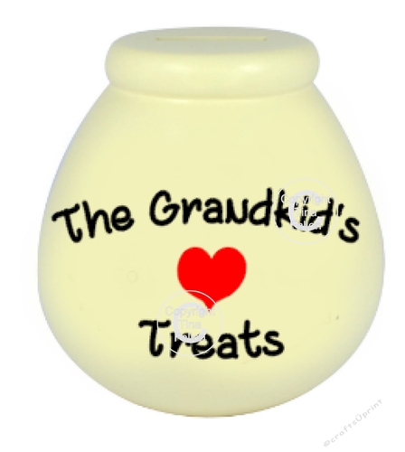 The Grandkids Treats - Money pot / bottle precurved text vinyl quote