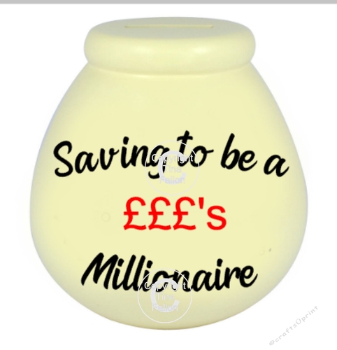 Saving to be a Millionaire - Money pot / bottle precurved text vinyl quote