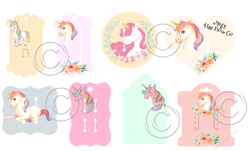 Hair Bow Card Holders -  Unicorn print n cuts