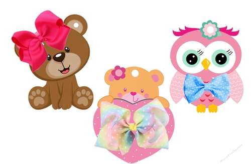 Hair Bow Card Holders -  Bears and Owl print n cuts