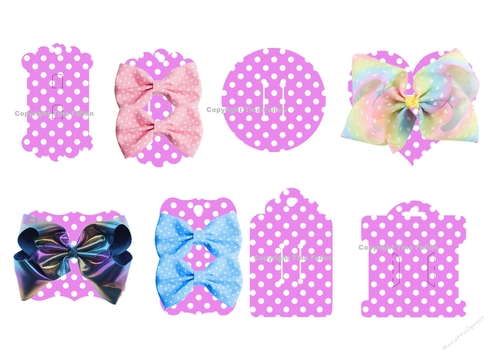 Hair Bow Card Holders -  Pink Polka dot print n cuts