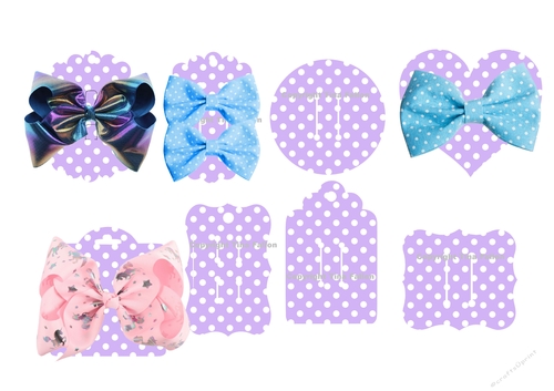 Hair Bow Card Holders -  Purple Polka dot print n cuts