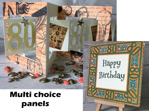 80th Birthday Card  Accordian style with optional multi decor panels