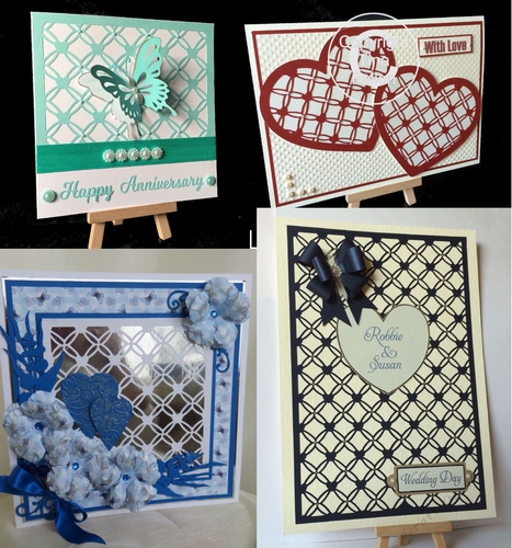 Set of 9 Entwined Hearts Card Toppers in mixed sizes also ideal for embossing