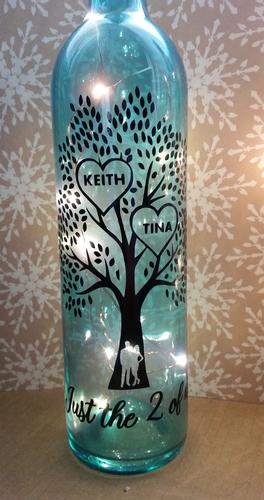 Family Tree -Just the two of us Wine Bottle, light block decal. Easy Weed