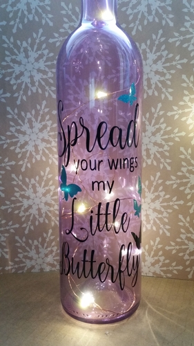 Spread Your Wings Butterfly ...  - Wine Bottle, light block decal. Easy Weed