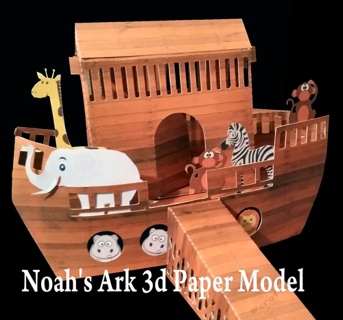 Noahs Ark 3d papercraft model for Baby Shower,New Born, Nursery, School