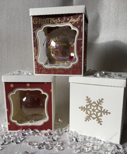 80mm Christmas Bauble Ornament Box from A4 card -  multi design choice see details -