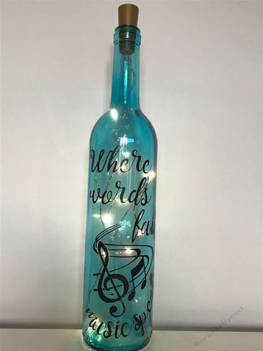 When Words Fail Music Speaks Wine Bottle, light block decal.