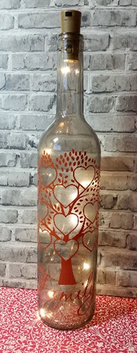 Family Tree - for 9 names - Wine Bottle, light block decal. Easy Weed