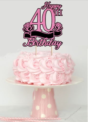 40th Cake Topper with Rose detail - double layered cutting file