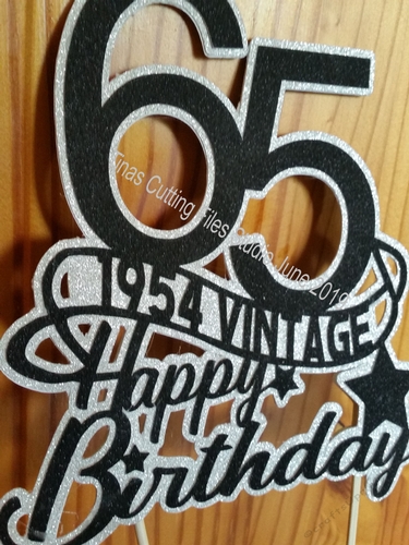 65th Cake - Card Topper 1954 Vintage 
