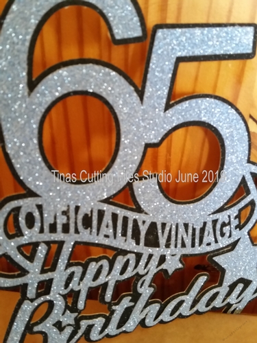 65th Cake - Card Topper Officially Vintage 