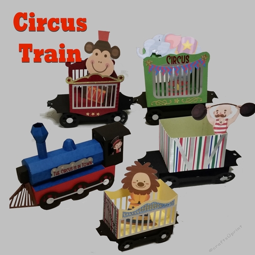 Circus Steam Train and 4 Cars 3d model cutting file with extras see description
