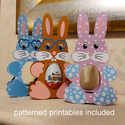 Easter Bunny Egg Holder cutting file. Patterned printables included