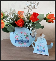 Wedding Teapot flower holder box printable