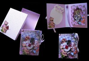 Girl and Bears Combi Card Box with Presentation Box Handcut