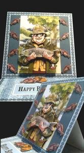 Fishing Fisherman Easel Card Handcut