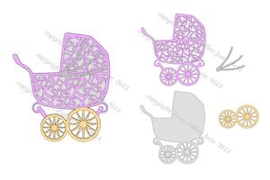 Decorative Baby Pram With Layers Cameo Cutz Files