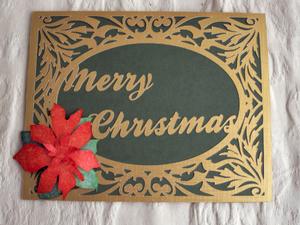 Card Template Flourish Framed With Poinsettia Flower