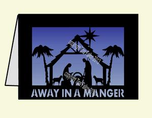 Away In A Manger - Christmas Silhouette Card Template