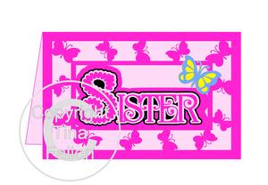 Sister Butterfly Card With Layered Word Topper