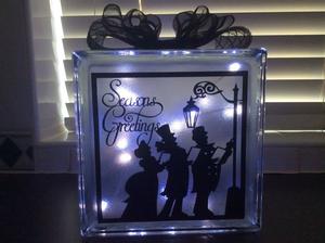 Seasons Greetings Carol Singers Design For Vinyl On Glass Blocks