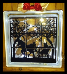 Winter Sleigh Ride Through Window Forest For Glass Blocks Vinyl