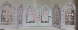 Christening, Baptism, Communion, Confirmation etc Windows / Doors Tri Fold Gatefold Card template with box, doves, trellis etc multi format