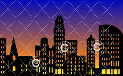 Cityscape City Skyline, Night Sky for card and vinyl