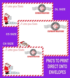 Letter from Santa Envelope fronts printable set 4 READ DESCRIPTION - DL /C6/C5 Transparent PNG and JPEG printable