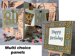 80th Birthday Card  Accordian style with optional multi decor panels